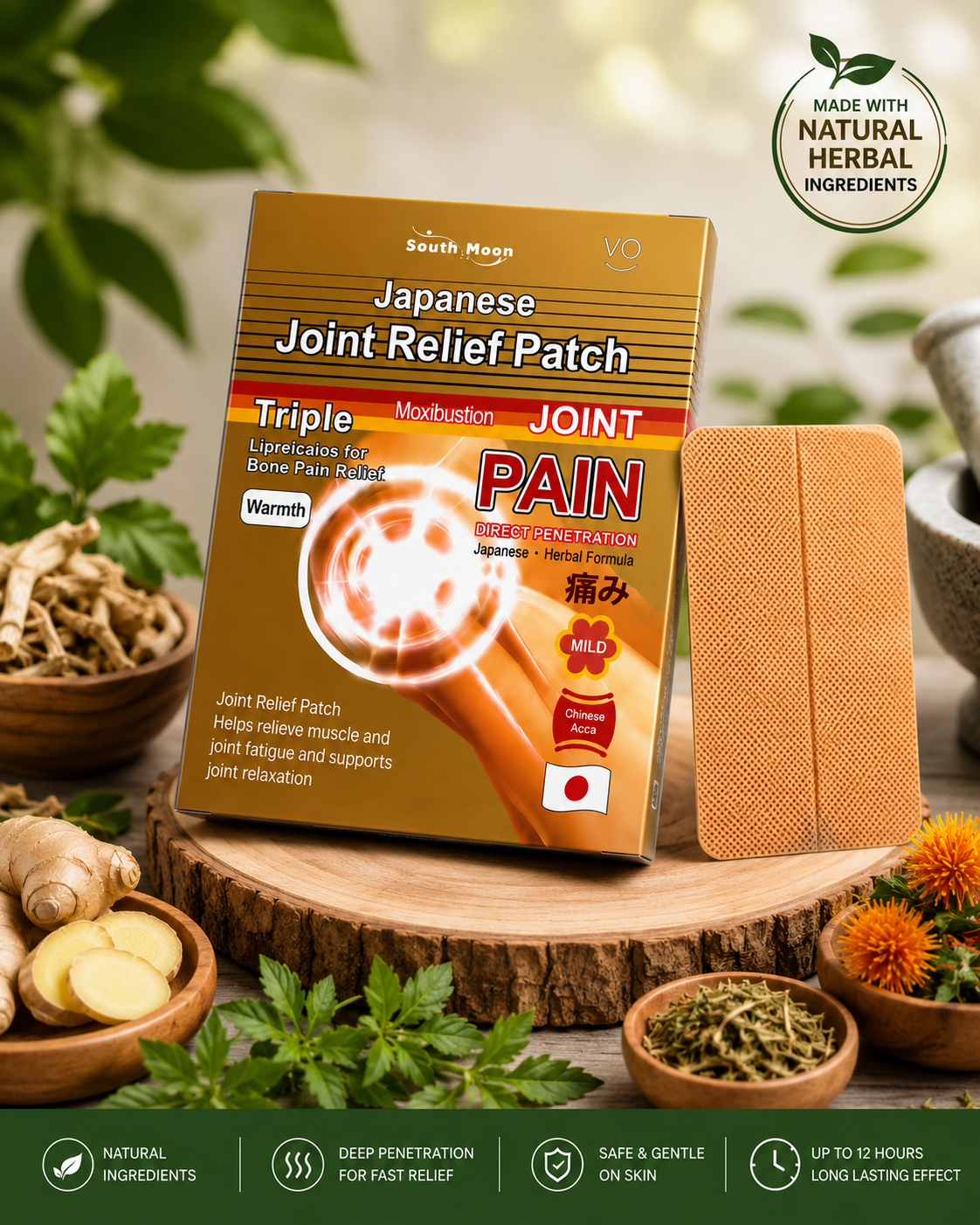 Dr. Vox Japanese Joint Pain Relief Patches - Herbal Formula for Muscle & Bone Pain