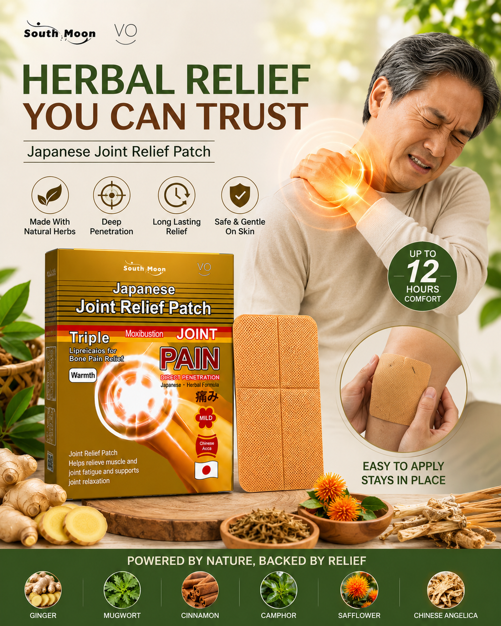 Dr. Vox Japanese Joint Pain Relief Patches - Herbal Formula for Muscle & Bone Pain