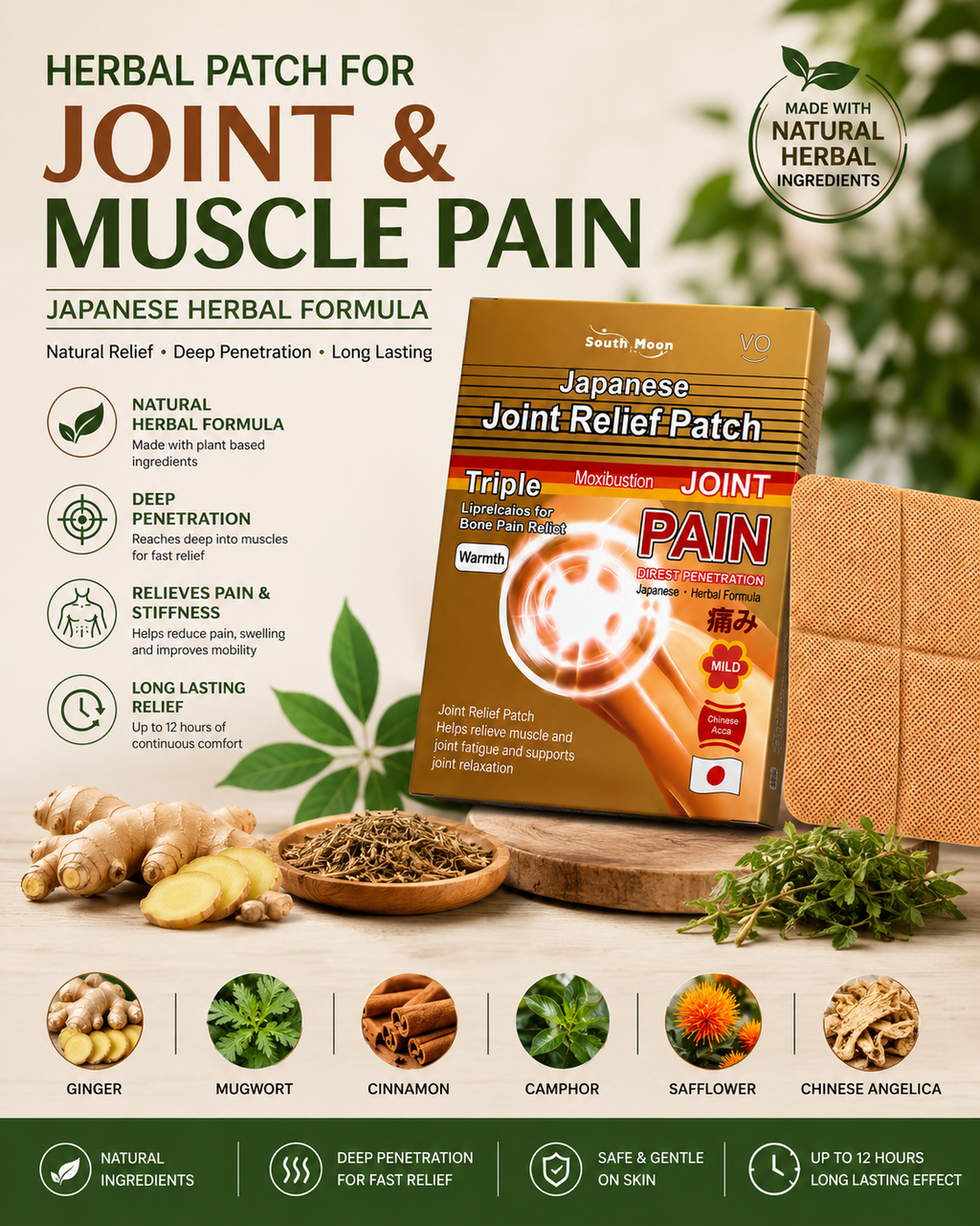 Dr. Vox Japanese Joint Pain Relief Patches - Herbal Formula for Muscle & Bone Pain